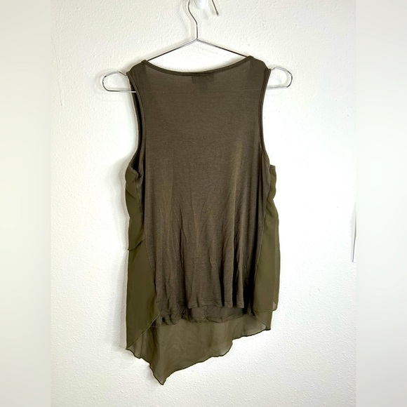 iZByer Women Olive Green Sleeveless High-Low Tank Top Blouse Small Flowy Layered - Picture 7 of 8